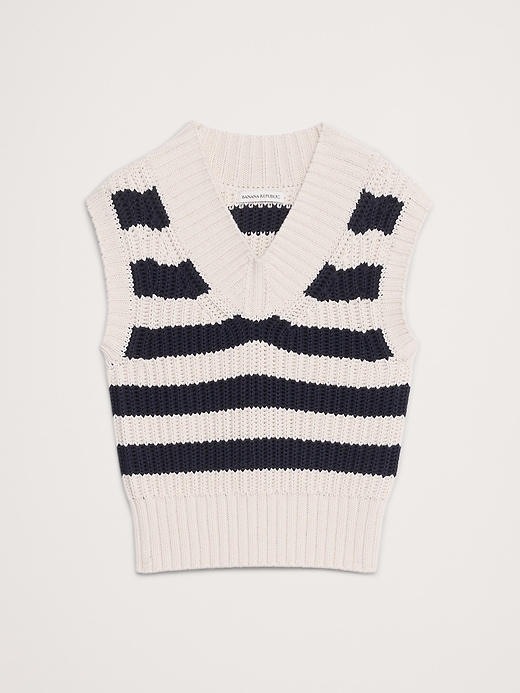 Cotton V-Neck Cropped Sweater Vest