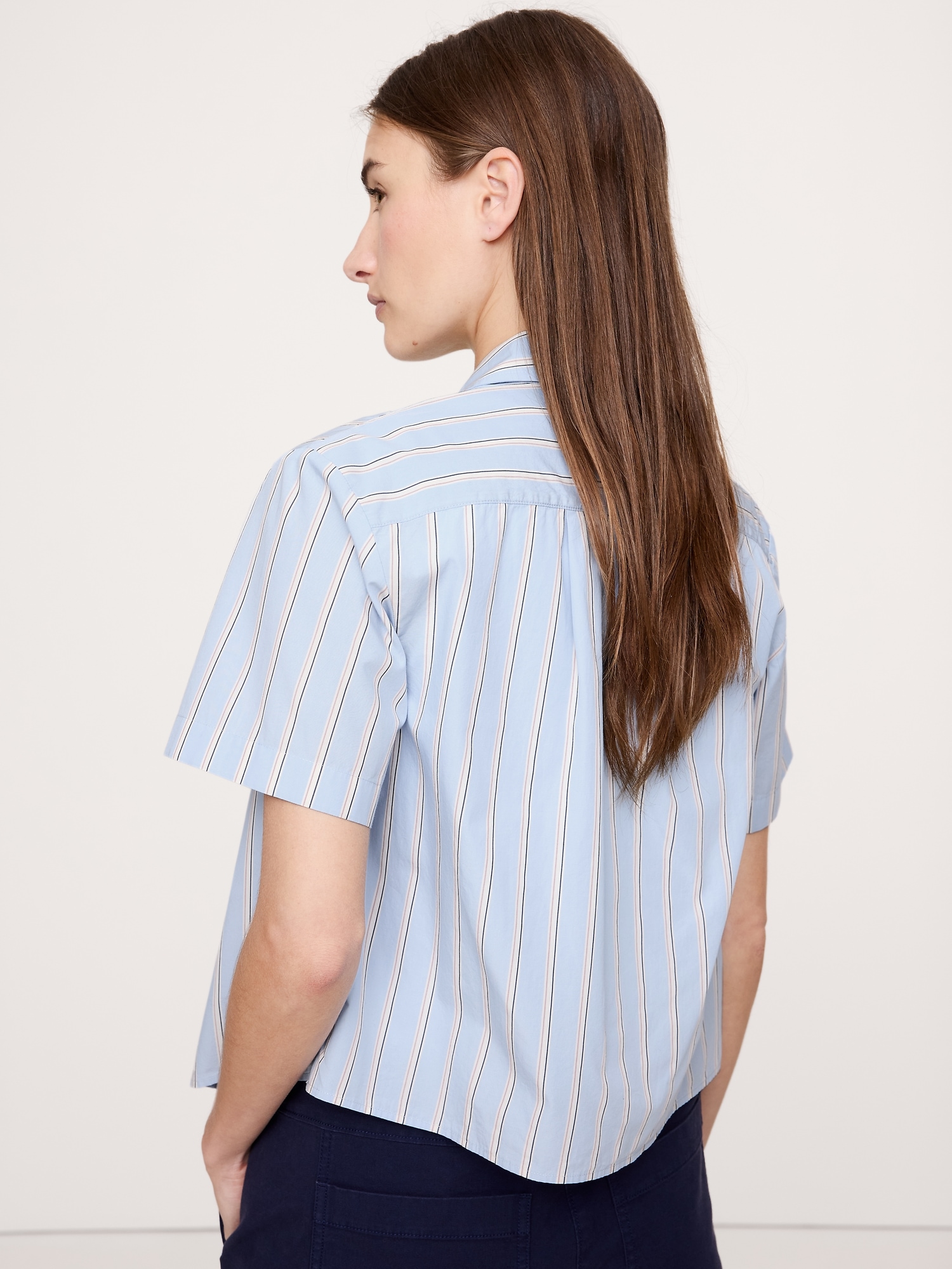 Image number 8 showing, BOXY COTTON POPLIN SHORT-SLEEVE SHIRT