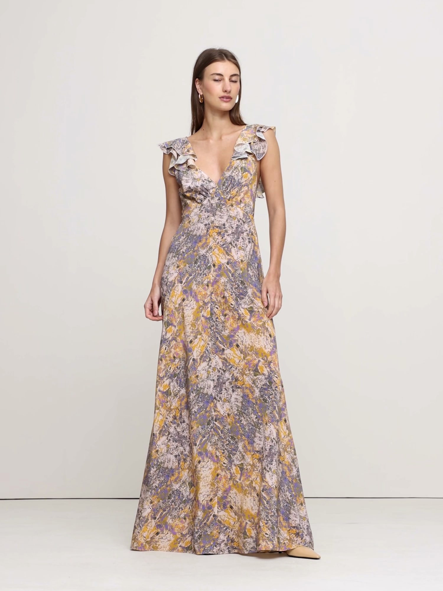 Image number 2 showing, Matte Silk Open-Back Maxi Dress