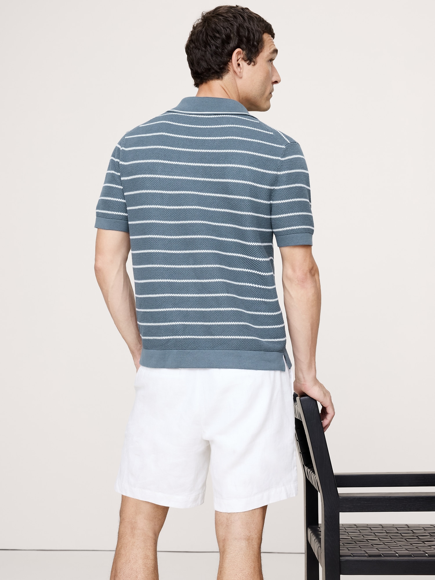 Texture Stripe Cotton Polo