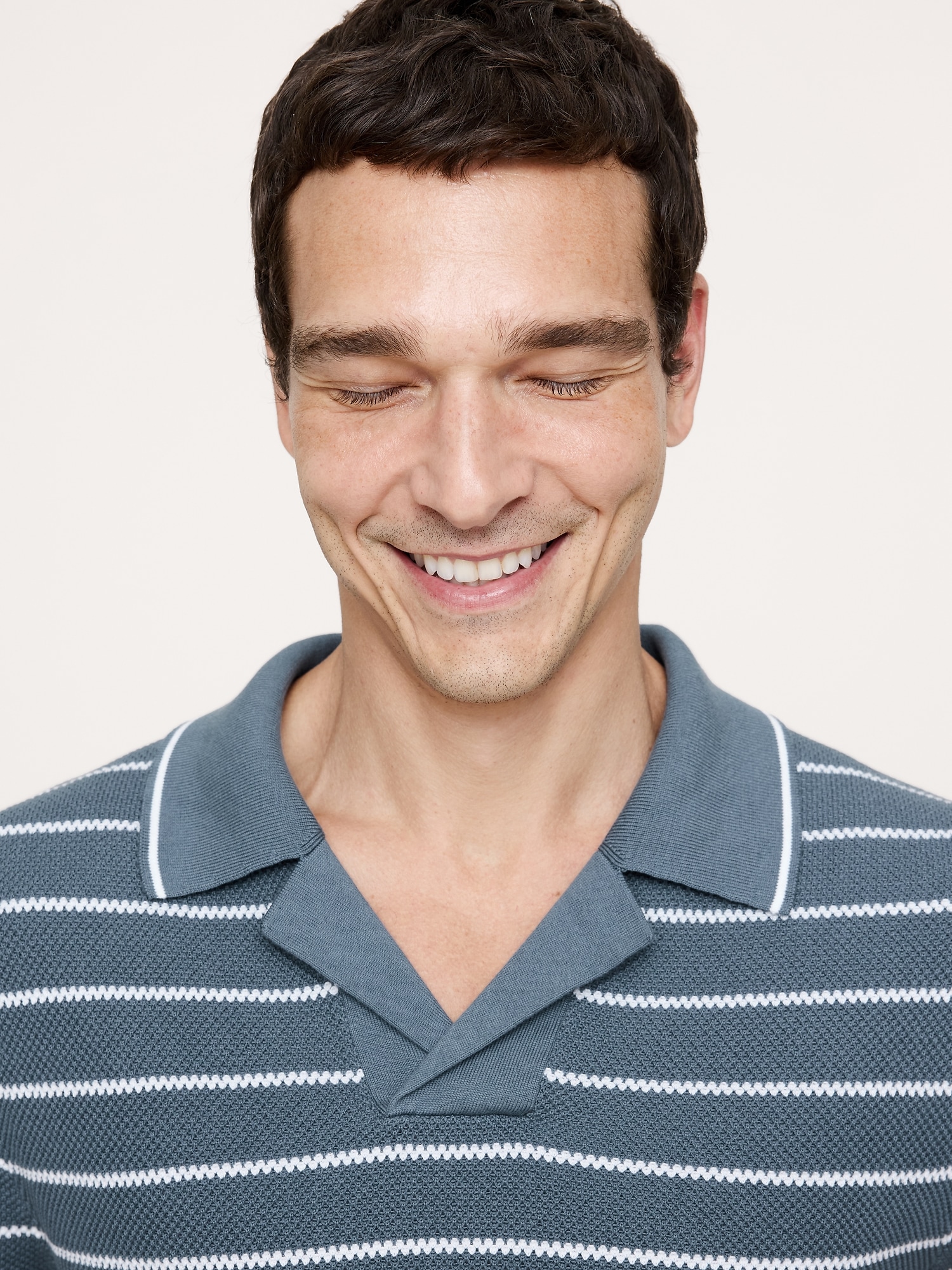 Texture Stripe Cotton Polo