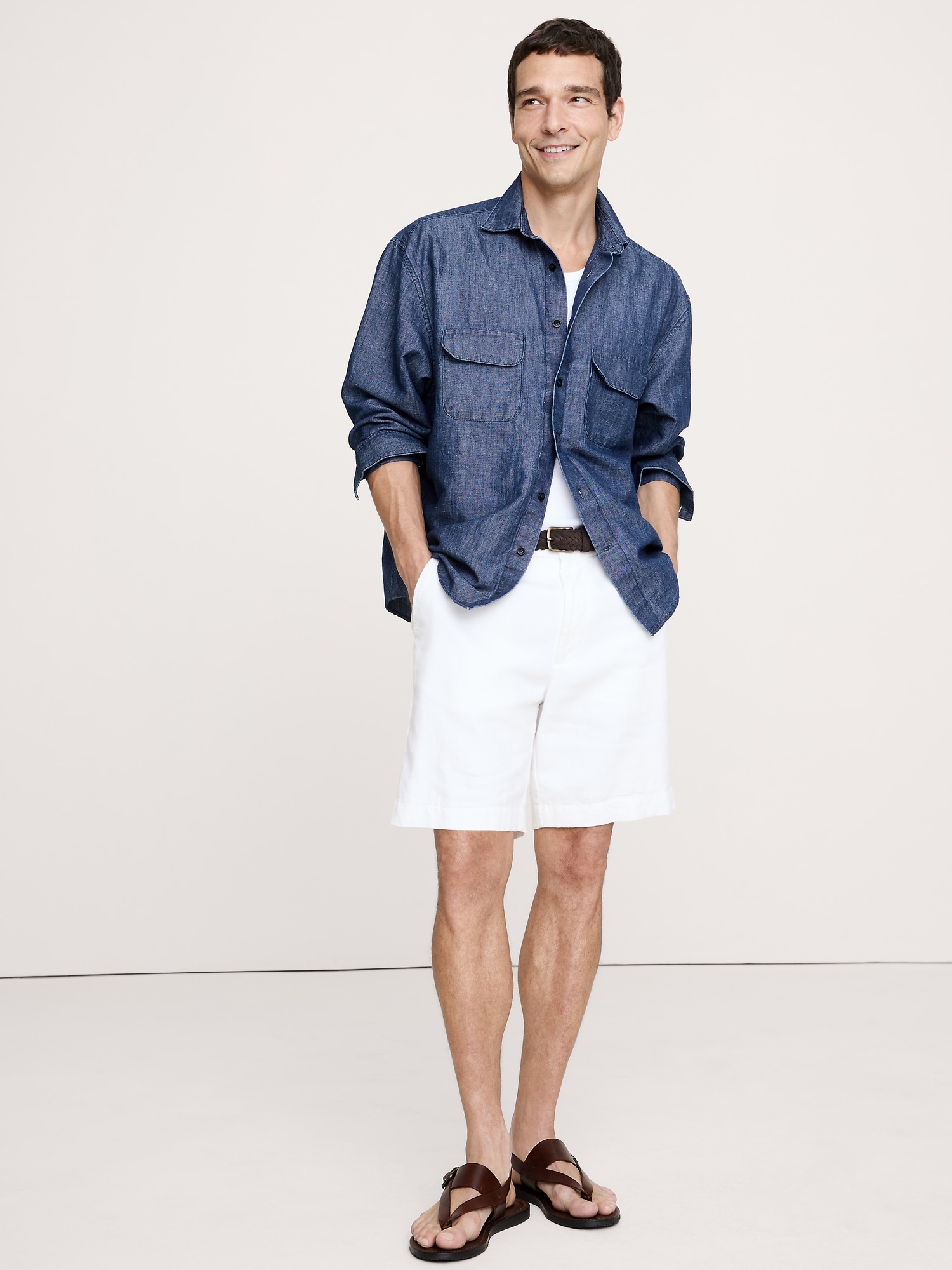 Oversized Cotton-Hemp Chambray Shirt