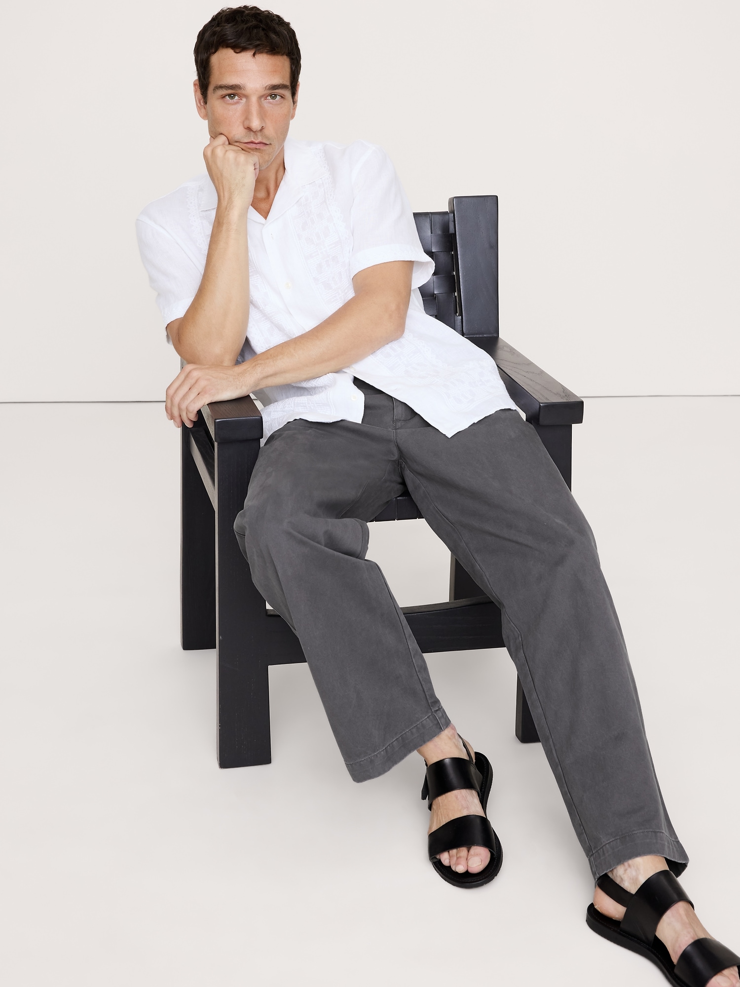 Image number 3 showing, LOOSE LIGHTWEIGHT COTTON PLEATED CHINO