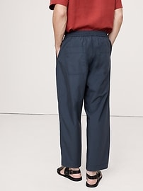 Loose Cotton Poplin Pull-On Cropped Pant