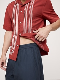 Loose Cotton Poplin Pull-On Cropped Pant