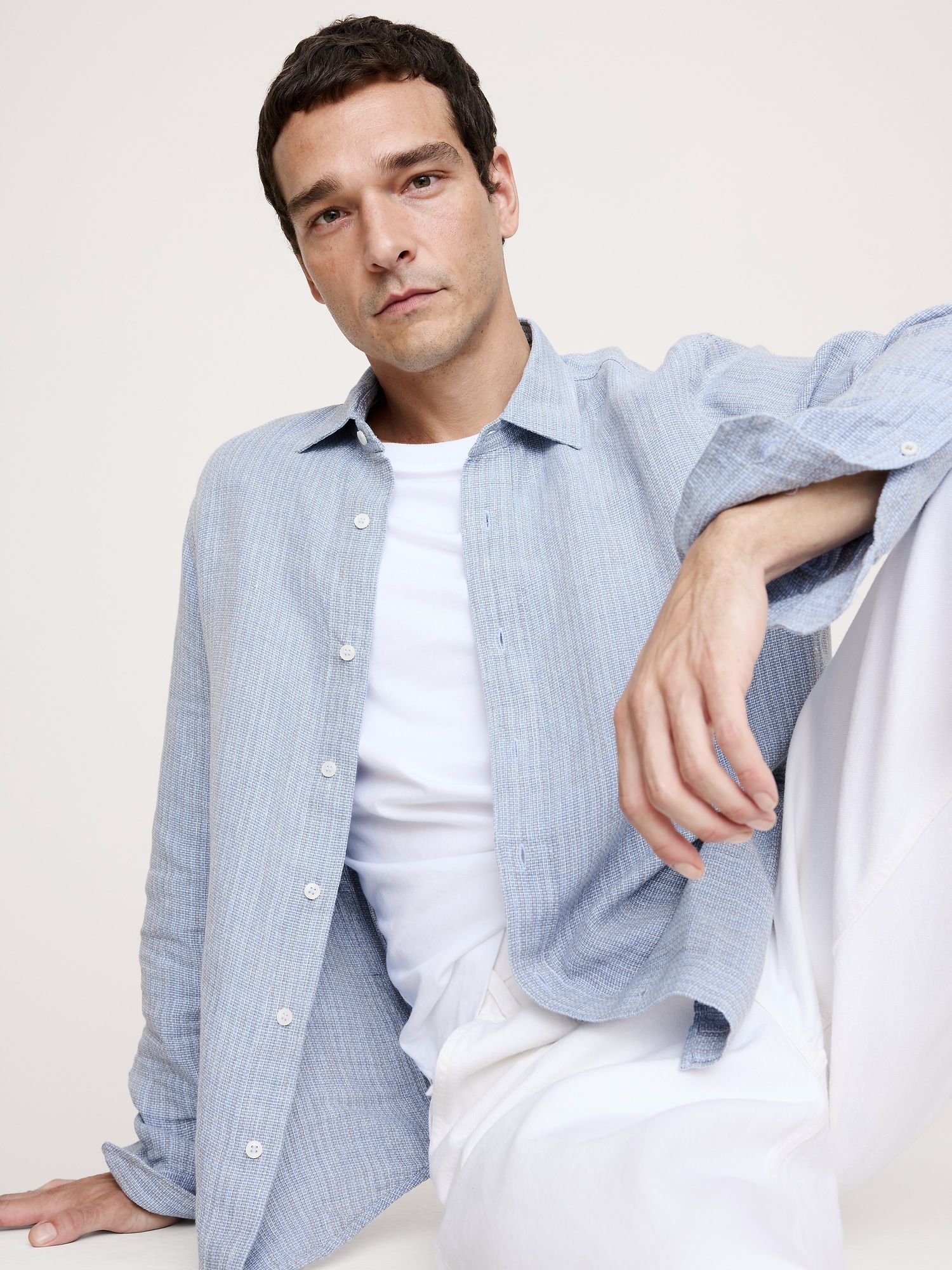 Image number 3 showing, TEXTURED SHIRT WITH LINEN
