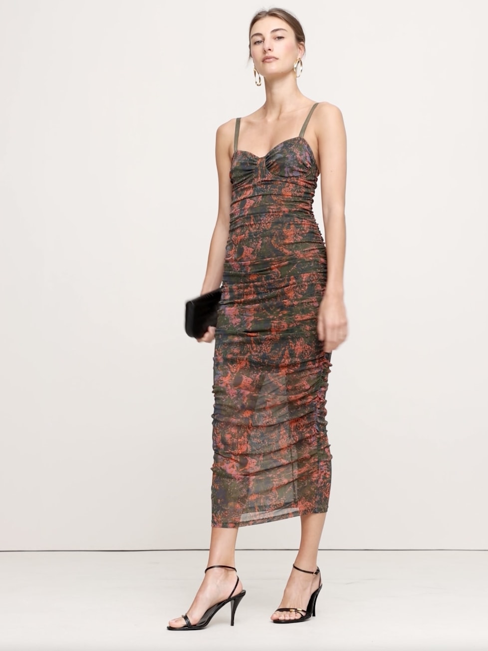 Image number 2 showing, RUCHED MESH CORSET MIDI DRESS