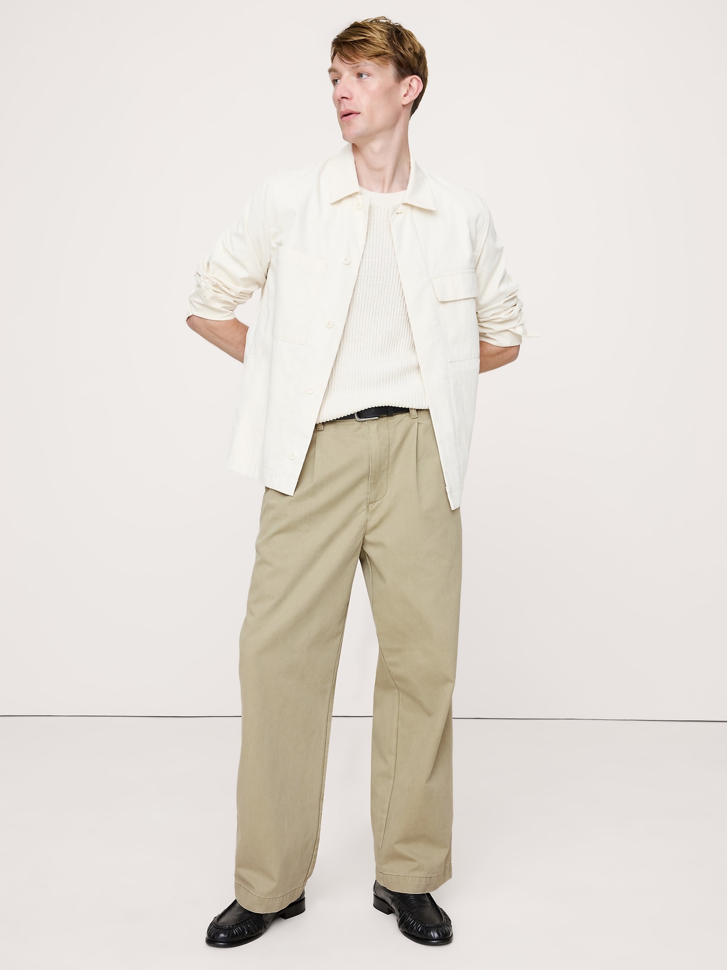 LOOSE LIGHTWEIGHT COTTON PLEATED CHINO - Morning Sage Green