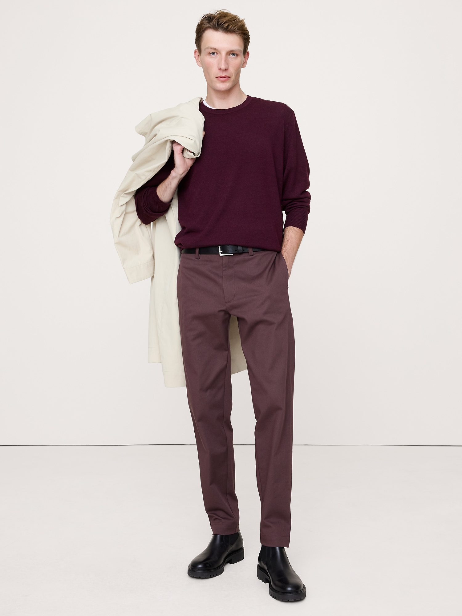 Slim Italian-Stretch Chino - Purple Plum
