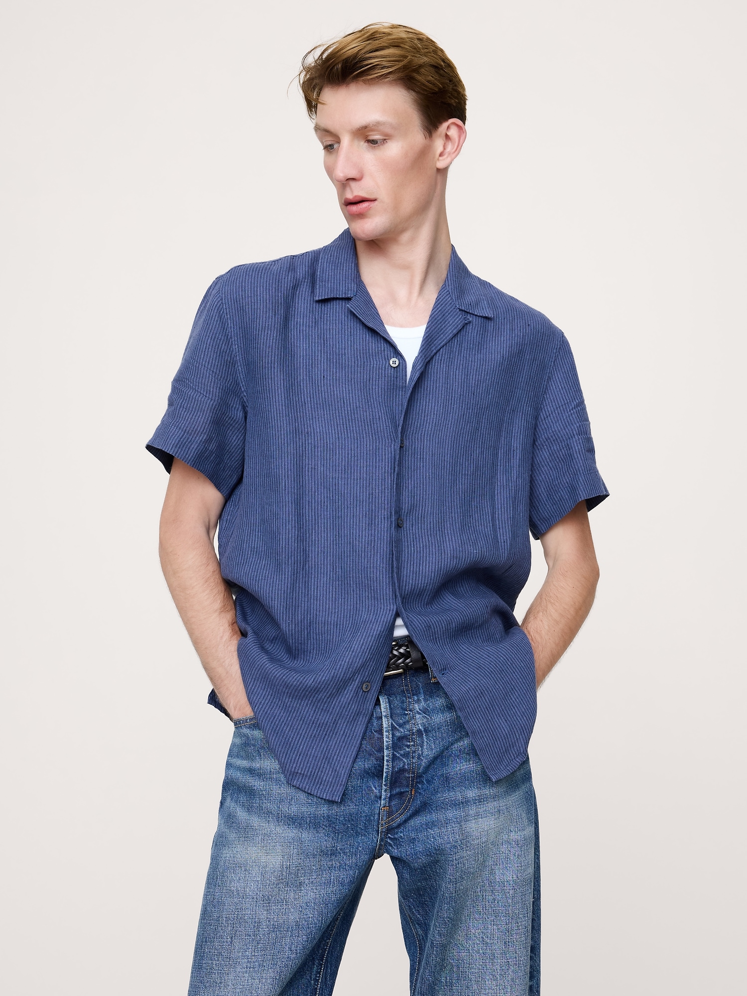 Image number 1 showing, Standard-Fit Linen Resort Shirt