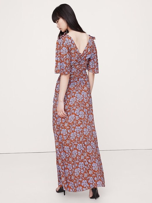Image number 2 showing, Stretch-Crepe Flutter-Sleeve Maxi Dress