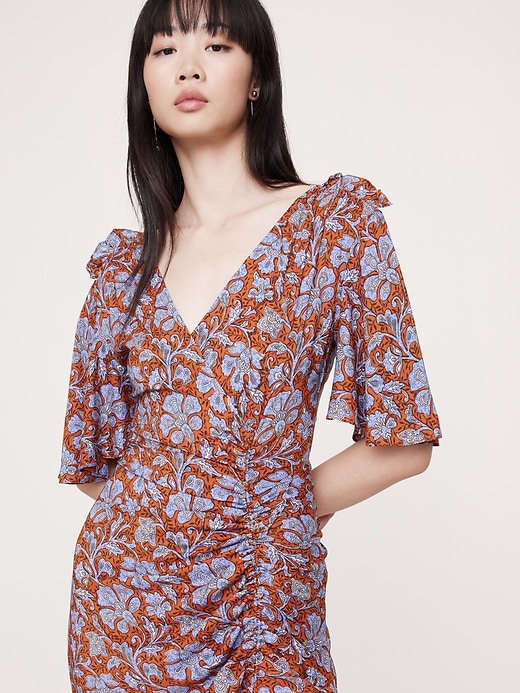 Image number 3 showing, Stretch-Crepe Flutter-Sleeve Maxi Dress