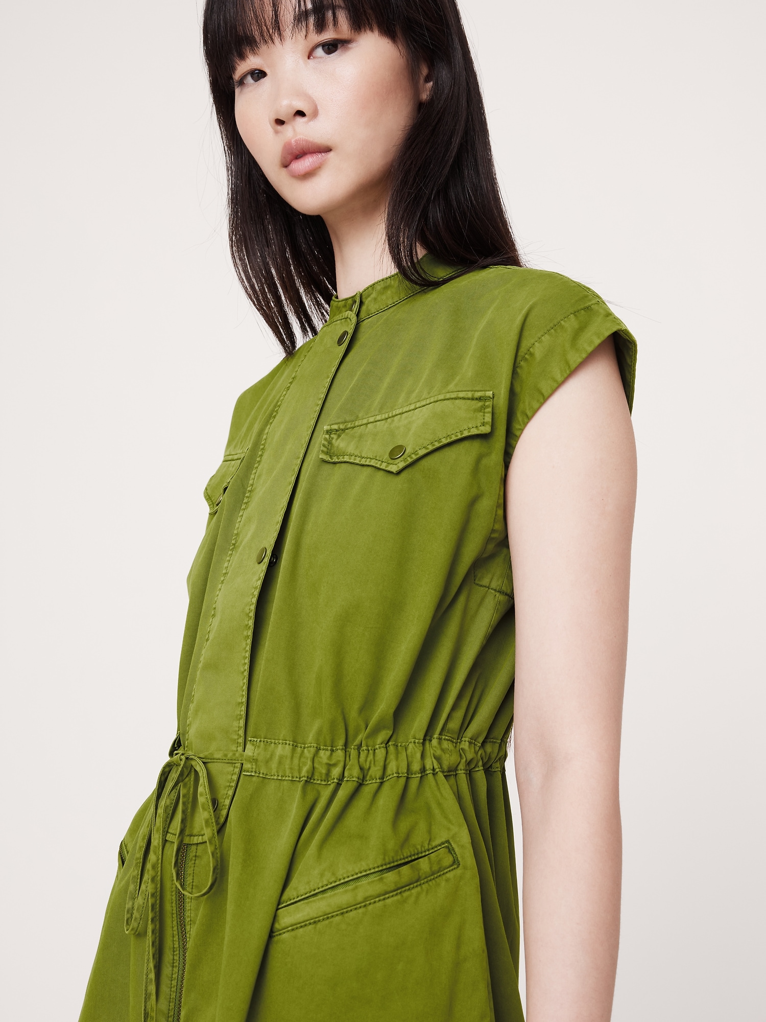 Image number 7 showing, COTTON TWILL UTILITY LONG MIDI DRESS