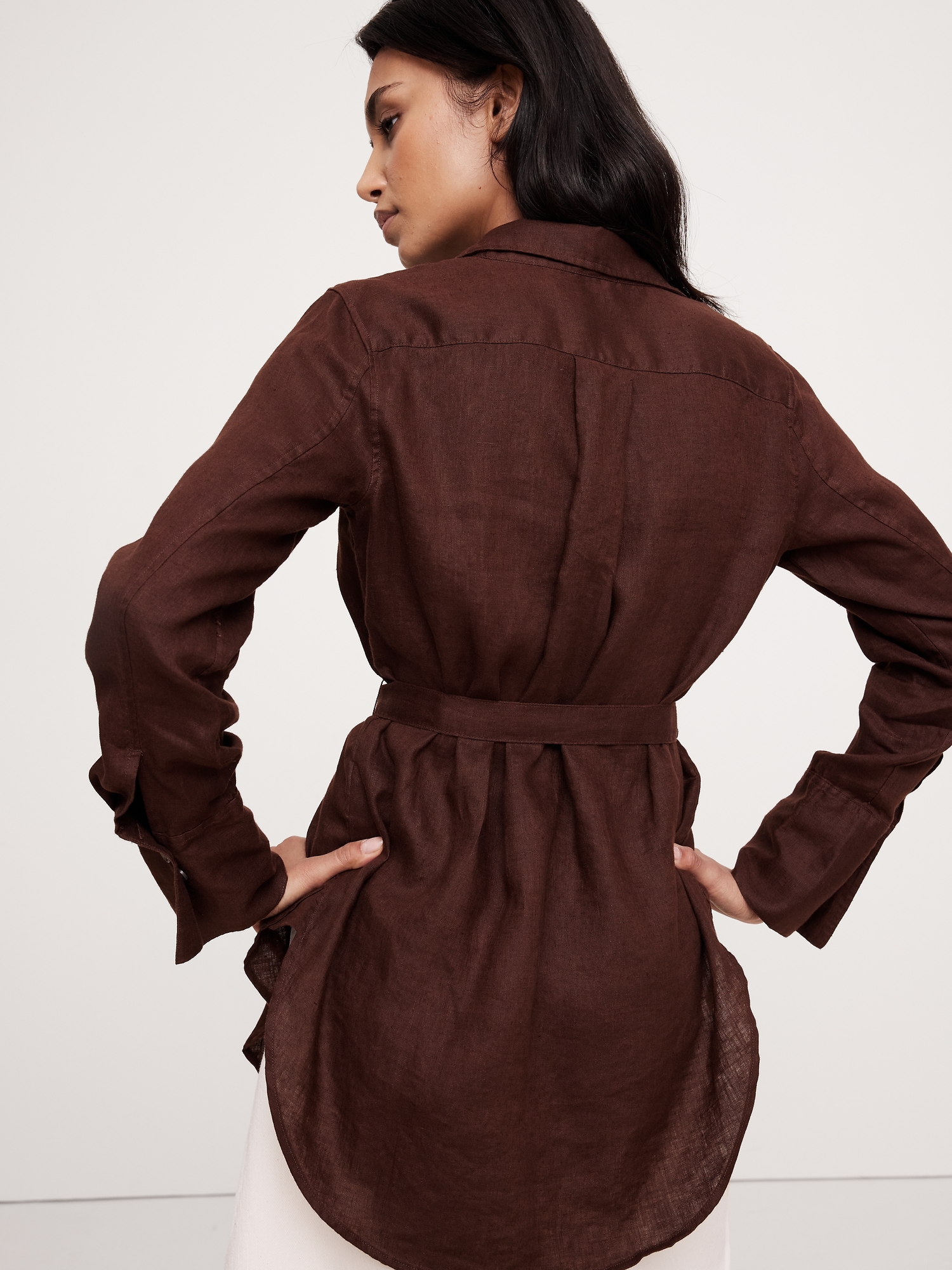 Linen Belted Tunic Shirt