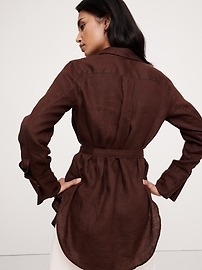 Linen Belted Tunic Shirt