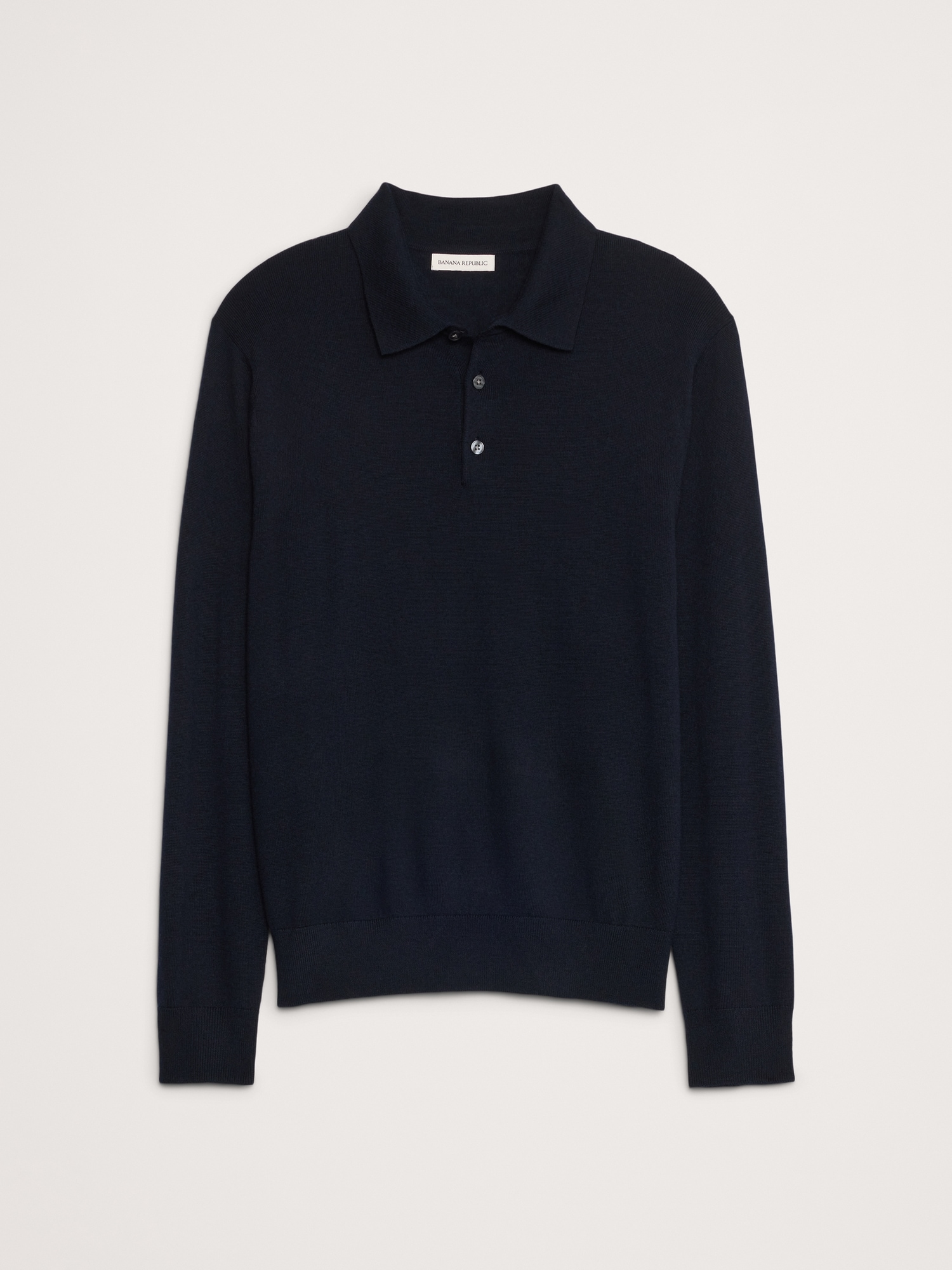 Image number 4 showing, MERINO WOOL LONG-SLEEVE SWEATER POLO