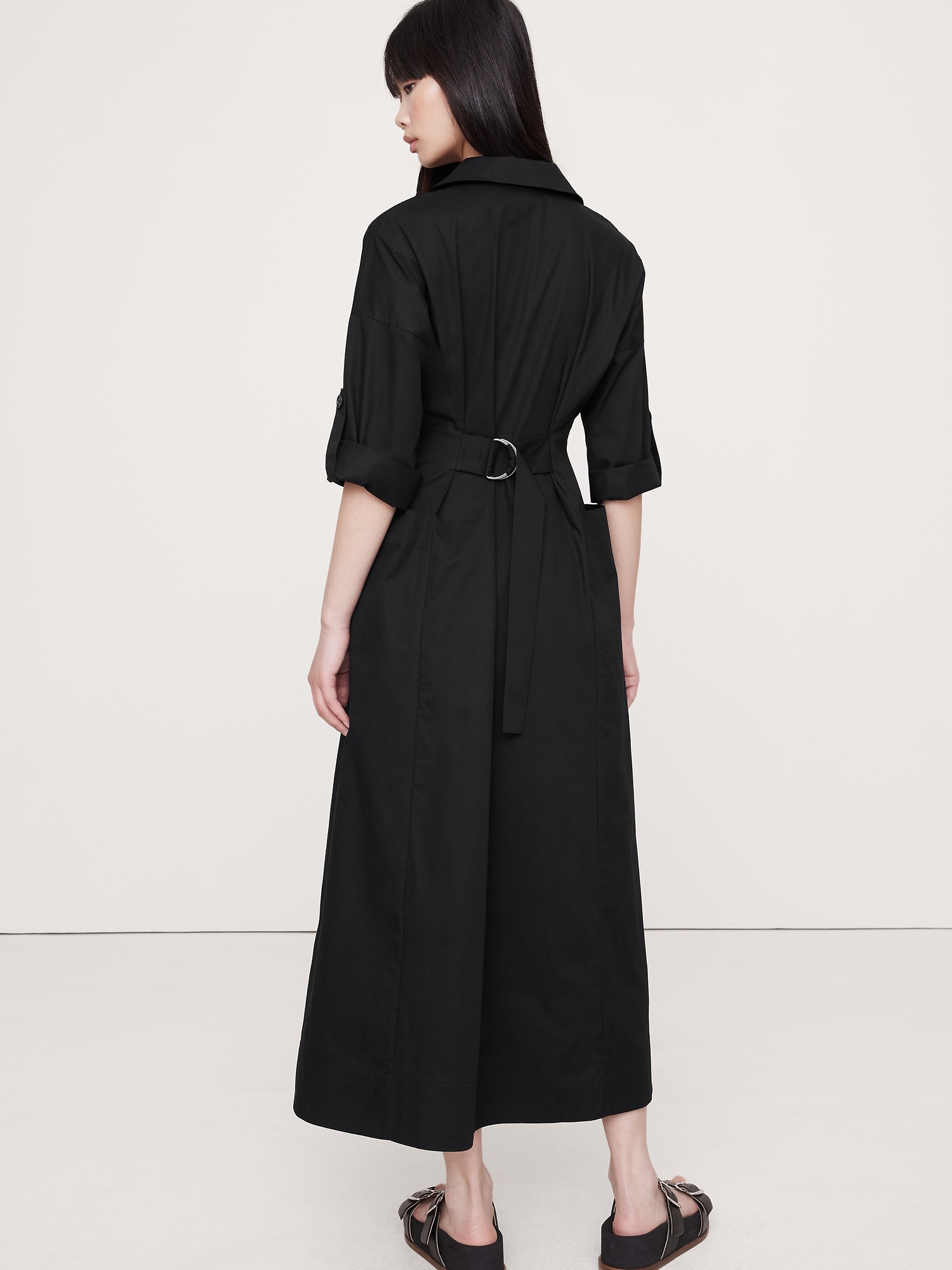 Image number 3 showing, COTTON TWILL LONG MIDI DRESS