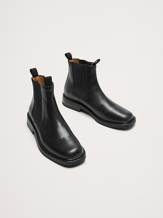 Leather Square-Toe Chelsea Boot