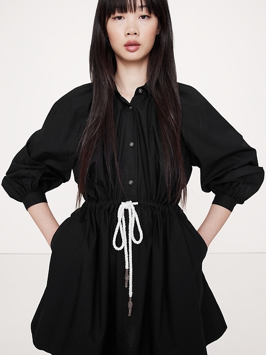 Cotton Poplin Mini Shirtdress
