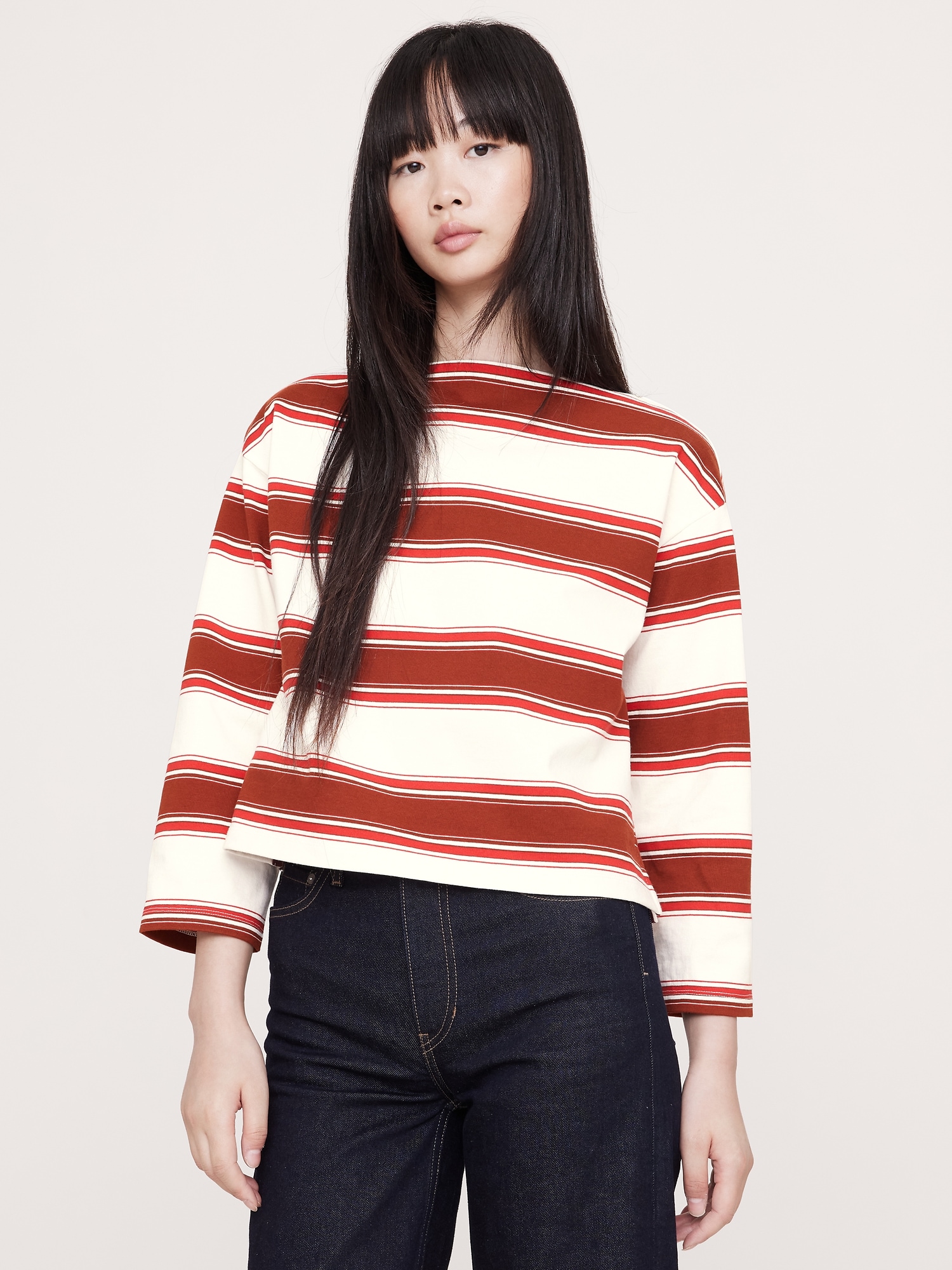 Image number 1 showing, Relaxed Heavyweight Cotton Boat-Neck T-Shirt