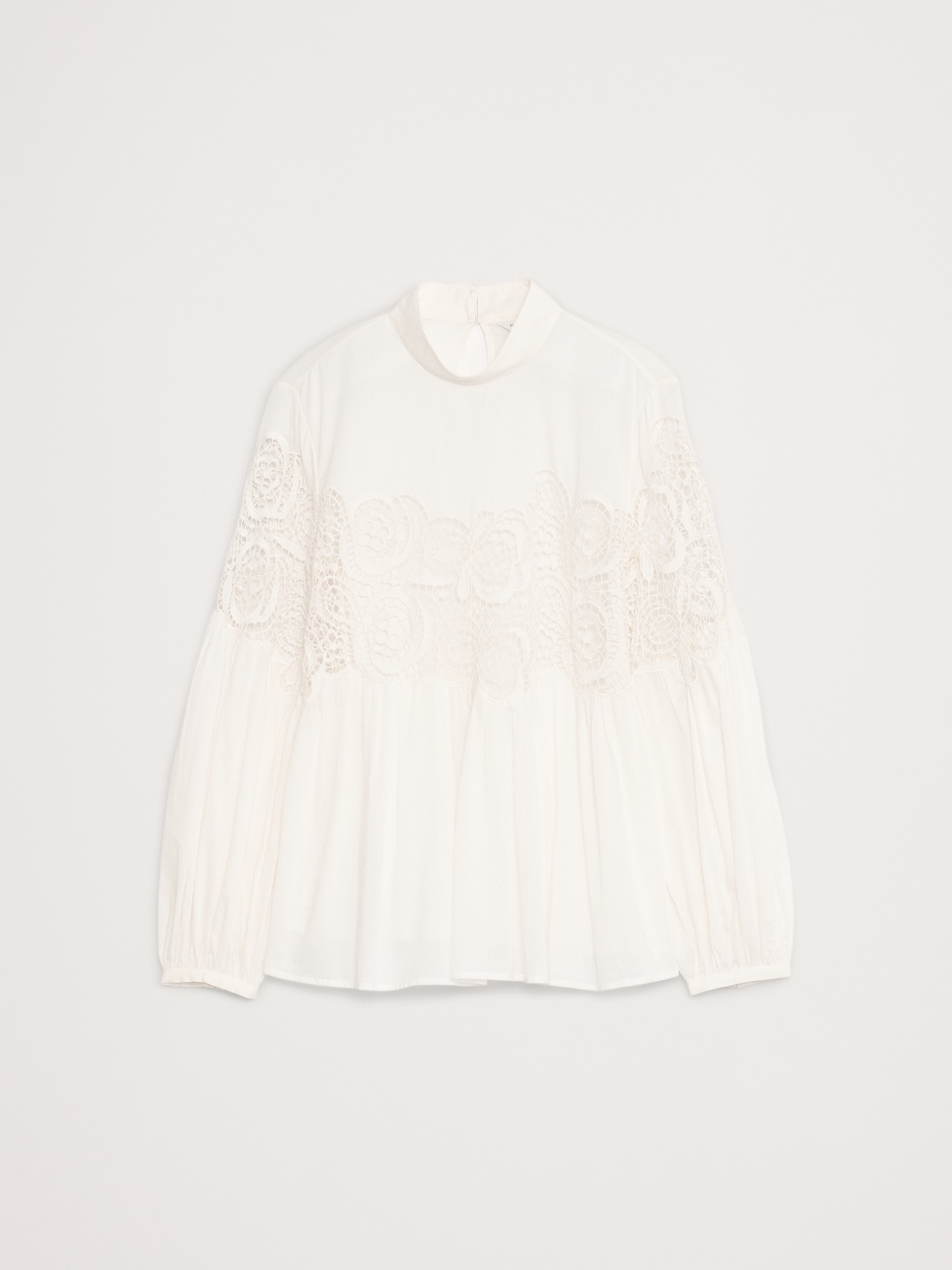 Image number 8 showing, COTTON & LACE MOCK-NECK TOP