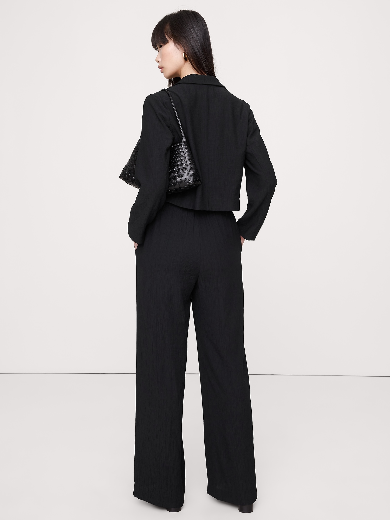 Pull-On Wide-Leg Crinkle Pant