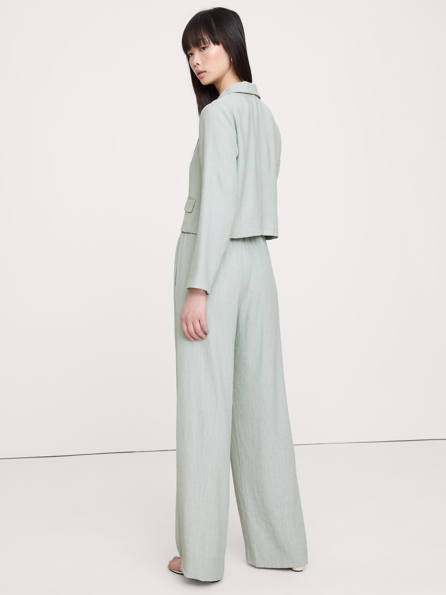 Pull-On Wide-Leg Crinkle Pant