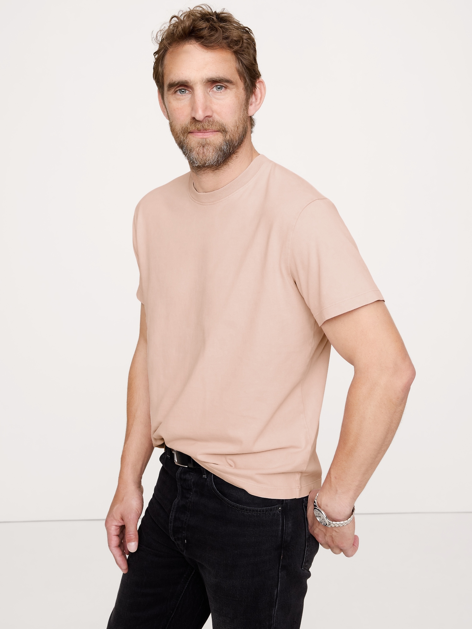 Sun-Faded Cotton Crew-Neck T-Shirt - Pink