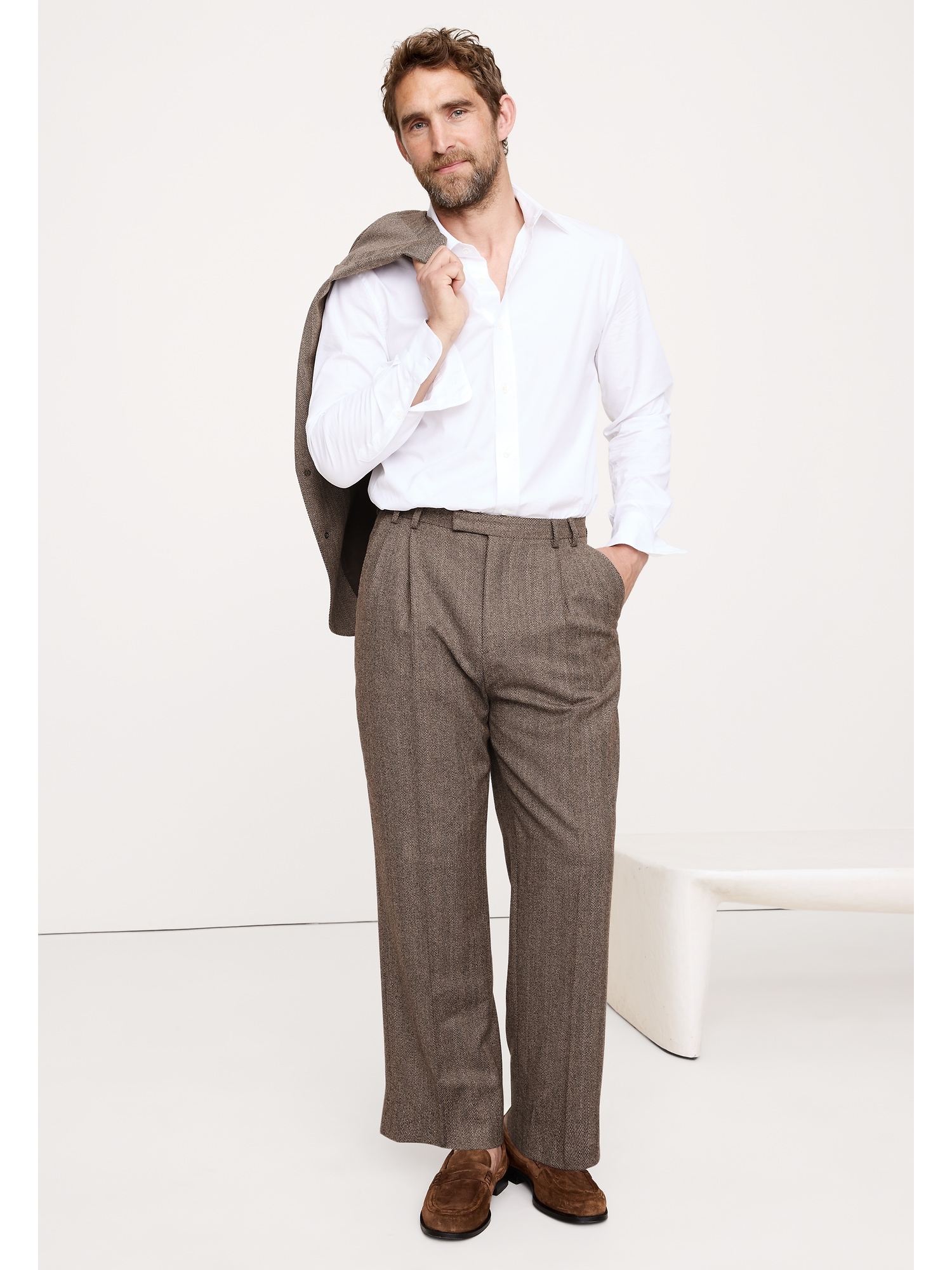 Image number 6 showing, Straight Italian Herringbone Suit Pant