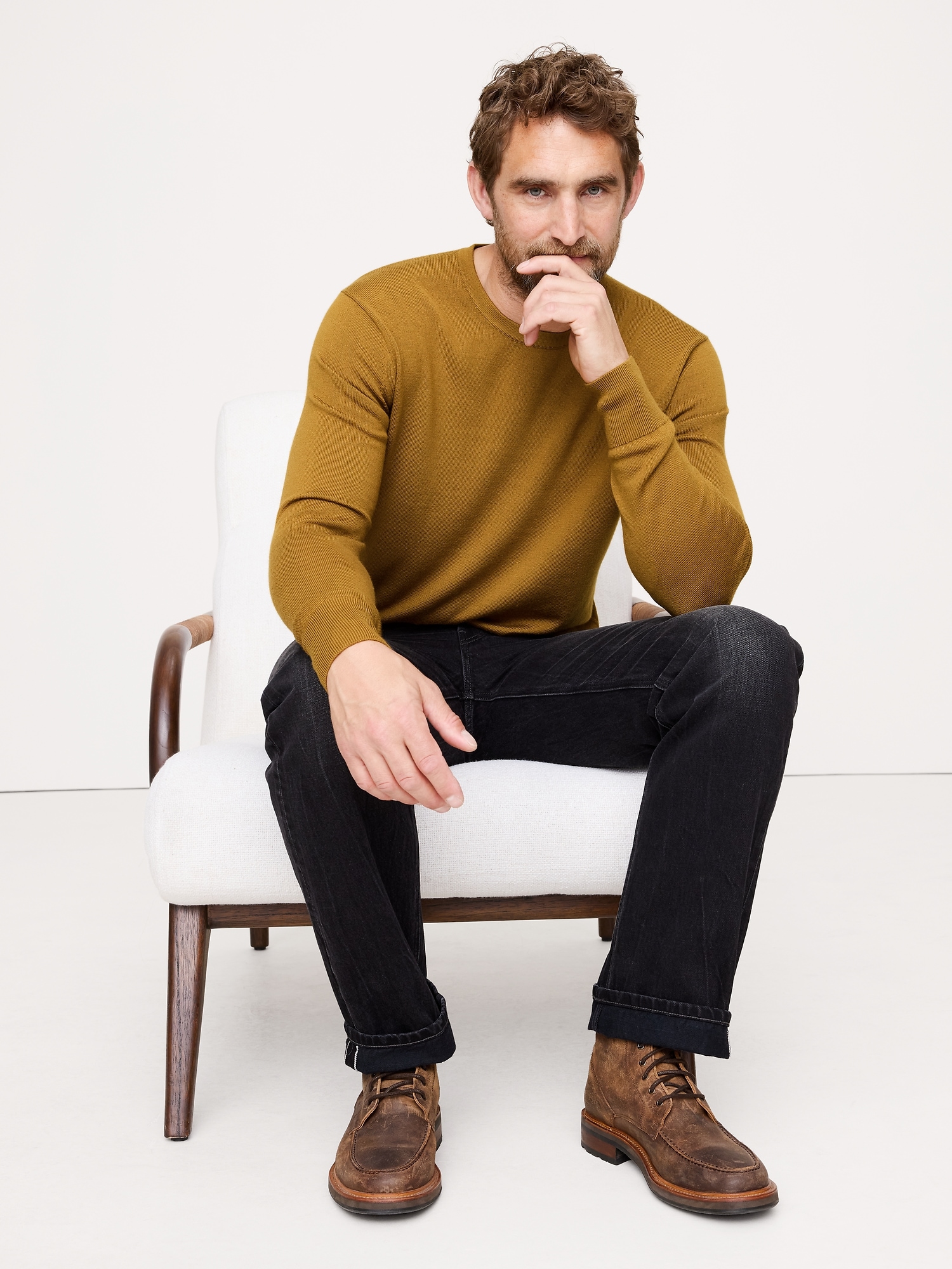 Merino Crew-Neck Sweater - Golden Grass