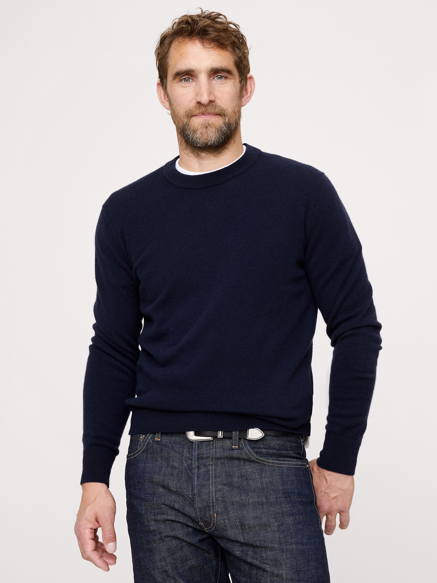 CASHMERE CREW-NECK SWEATER - Navy Blue