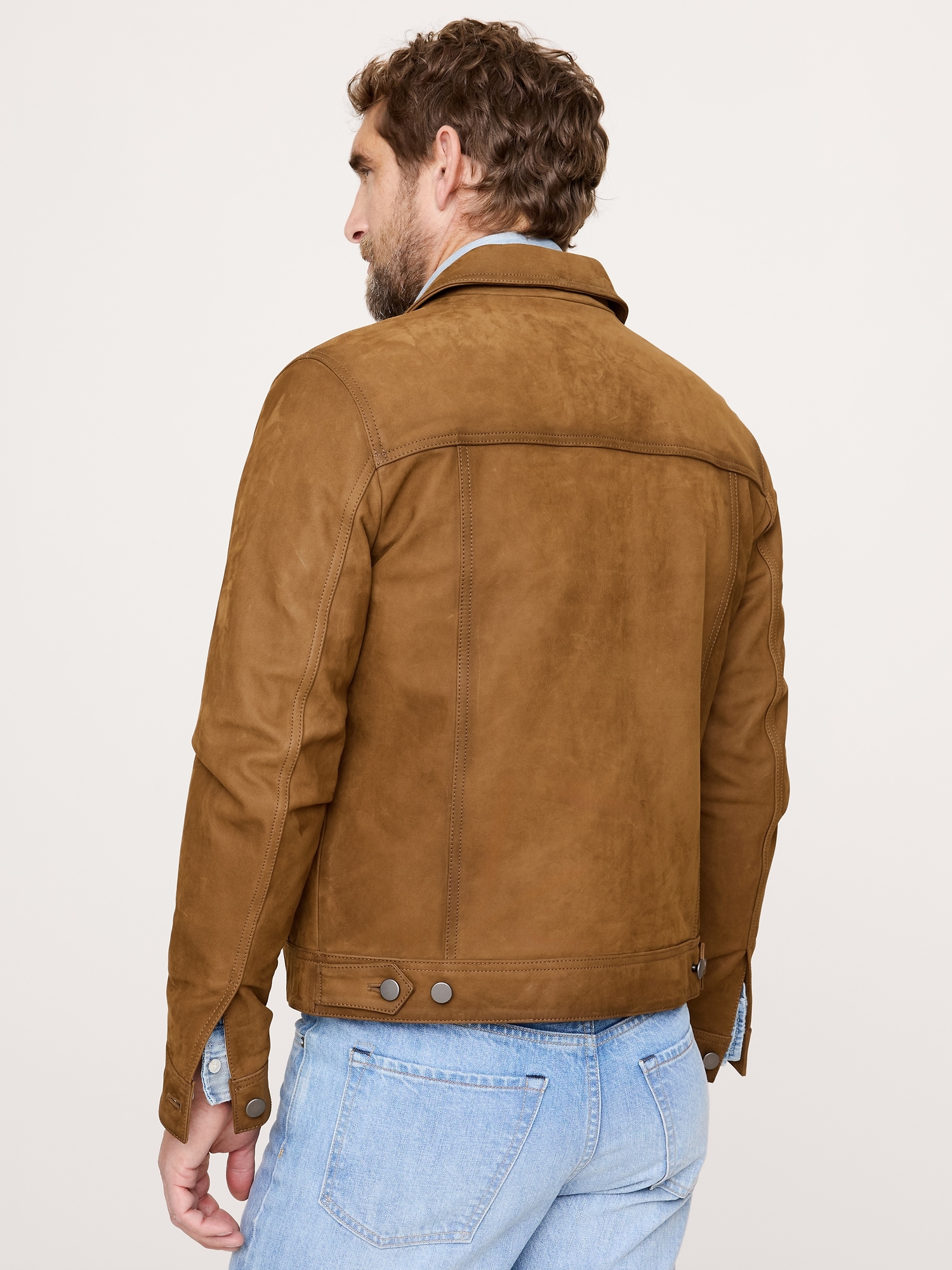 Image number 3 showing, NUBUCK LEATHER TRUCKER JACKET