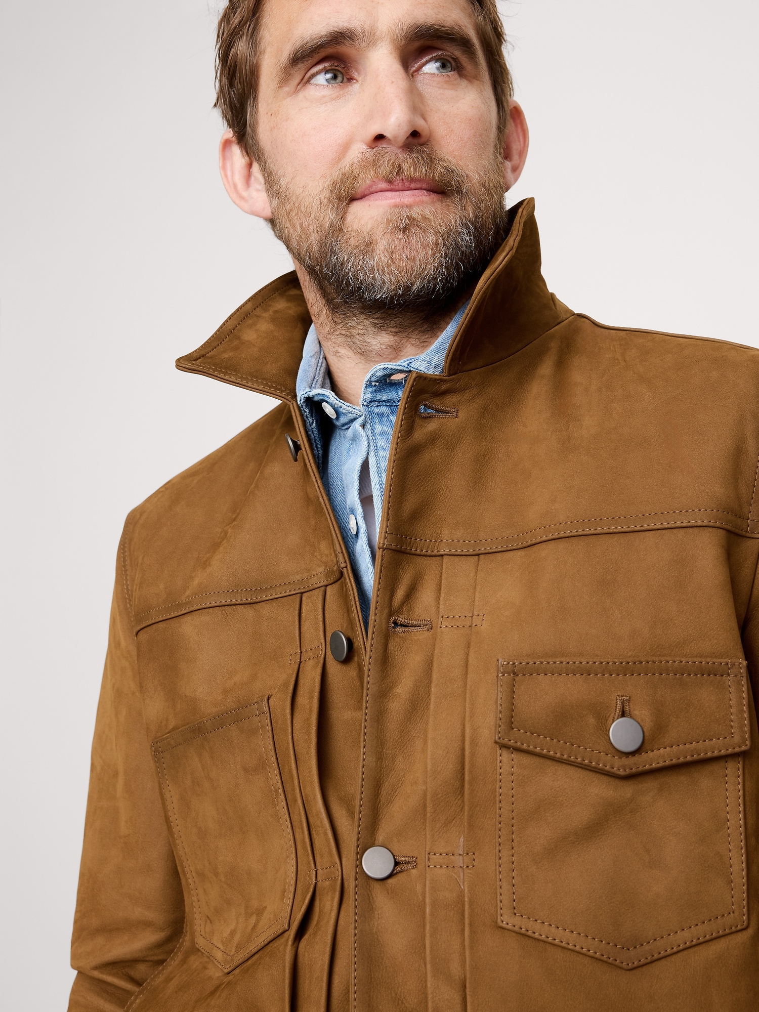 Image number 4 showing, NUBUCK LEATHER TRUCKER JACKET