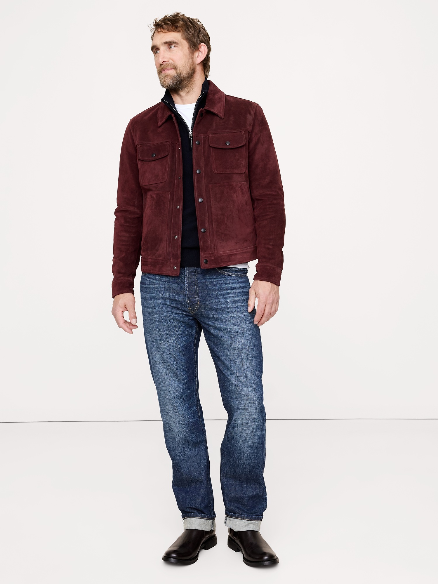 Мужской свитер Banana Republic Merino Quarter-Zip, цвет: Тёмно-синий — фото 3