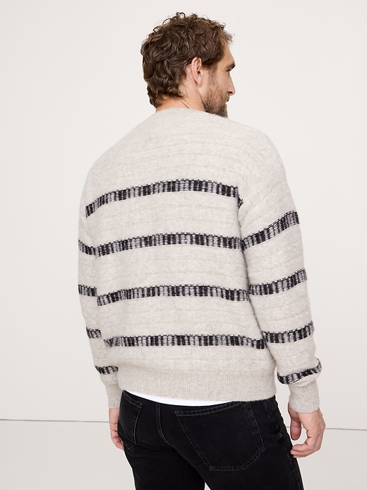 Jacquard Stripe V-Neck Sweater
