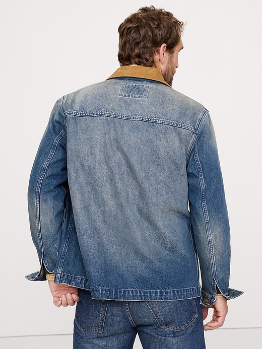 Denim Chore Coat with Corduroy Collar