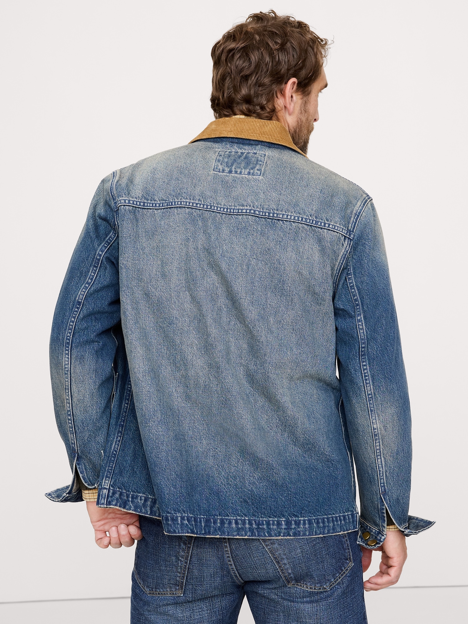 Image number 3 showing, Denim Chore Coat with Corduroy Collar