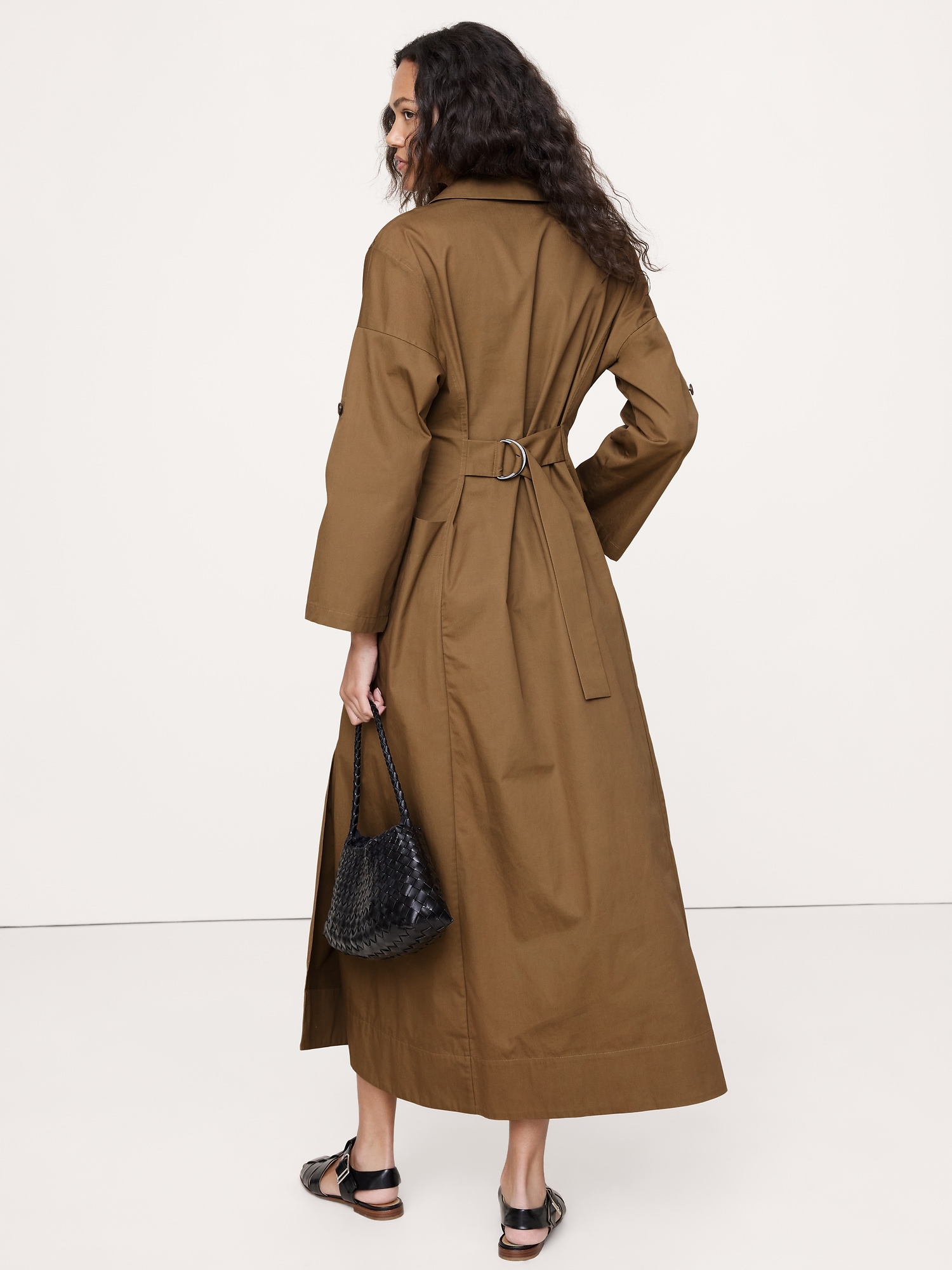 Image number 6 showing, COTTON TWILL LONG MIDI DRESS