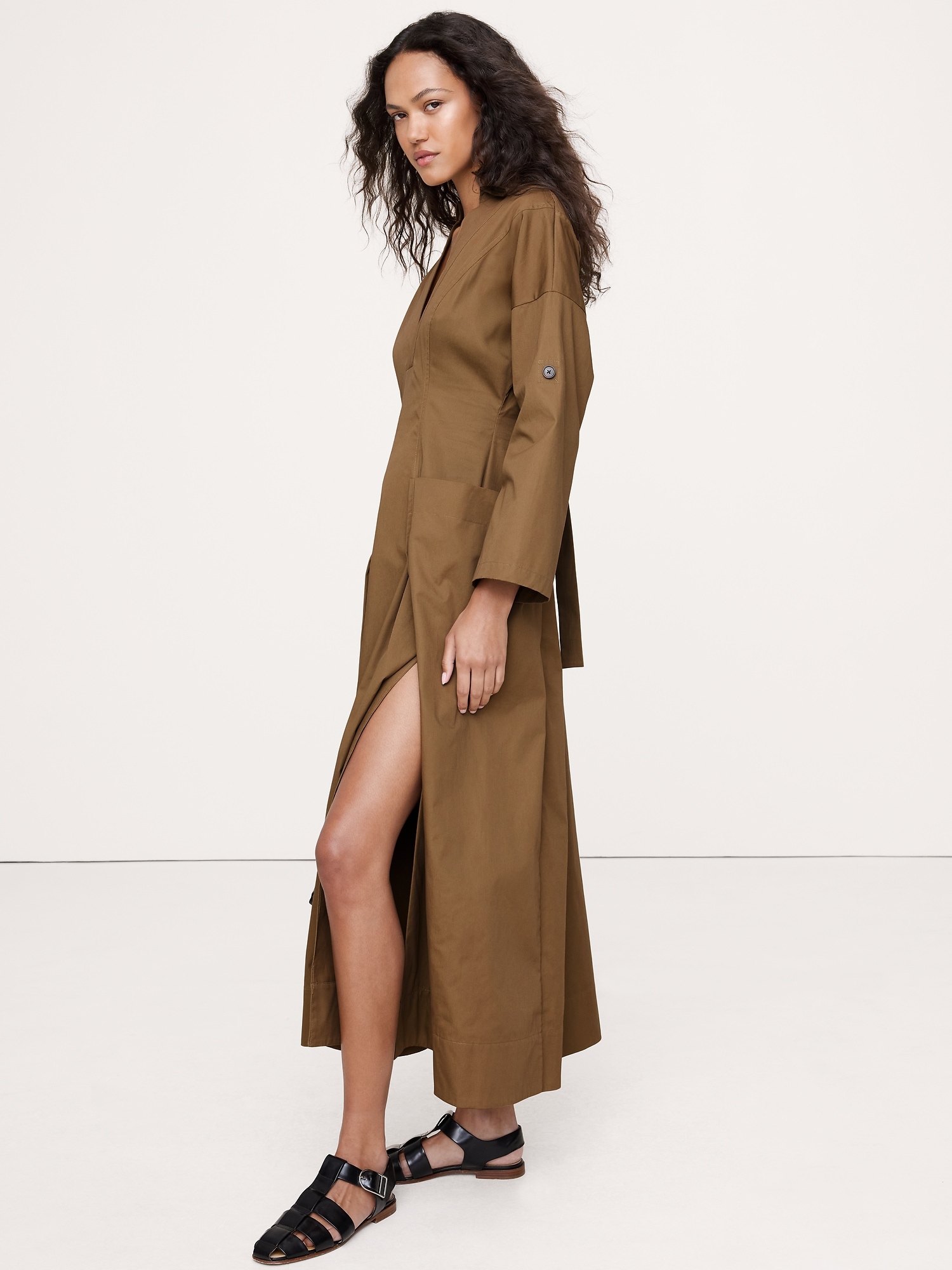 Image number 7 showing, COTTON TWILL LONG MIDI DRESS