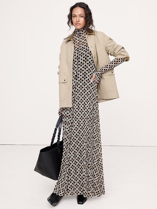 Mesh Long-Sleeve Maxi Dress