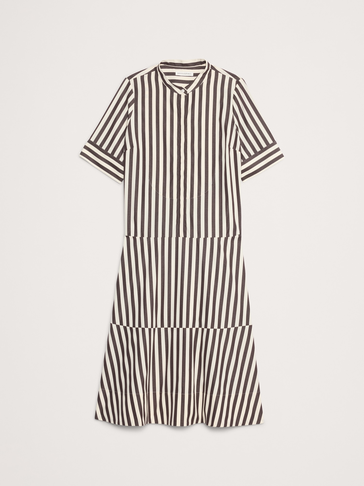Cotton Poplin Tuxedo-Front Midi Dress