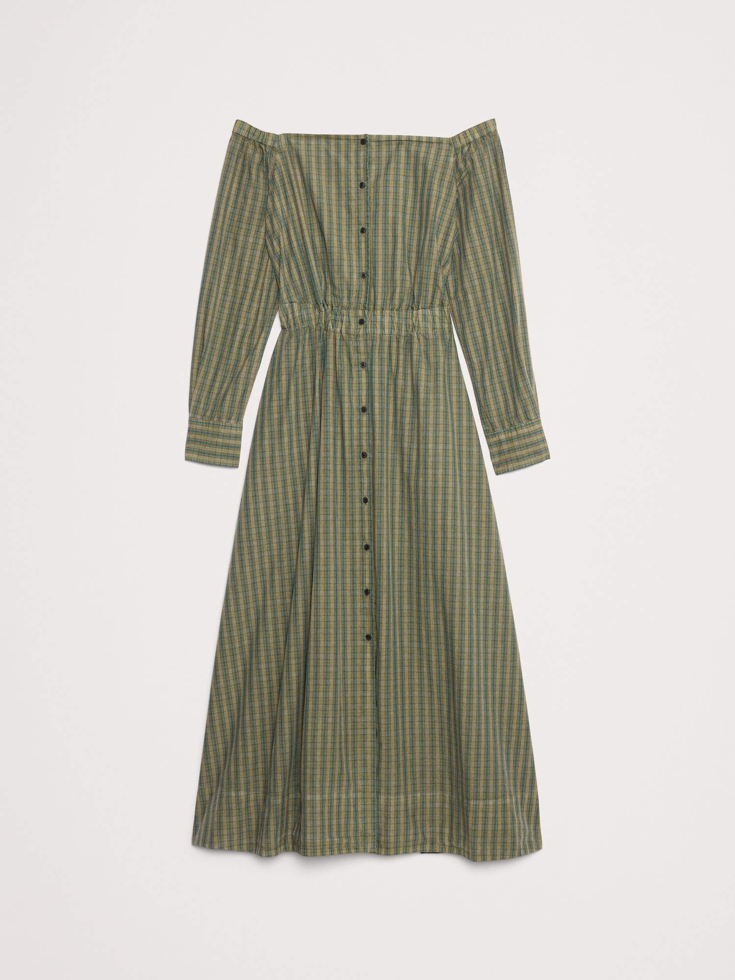 Image number 5 showing, Cotton Poplin Off-The-Shoulder Long Midi Shirt Dress