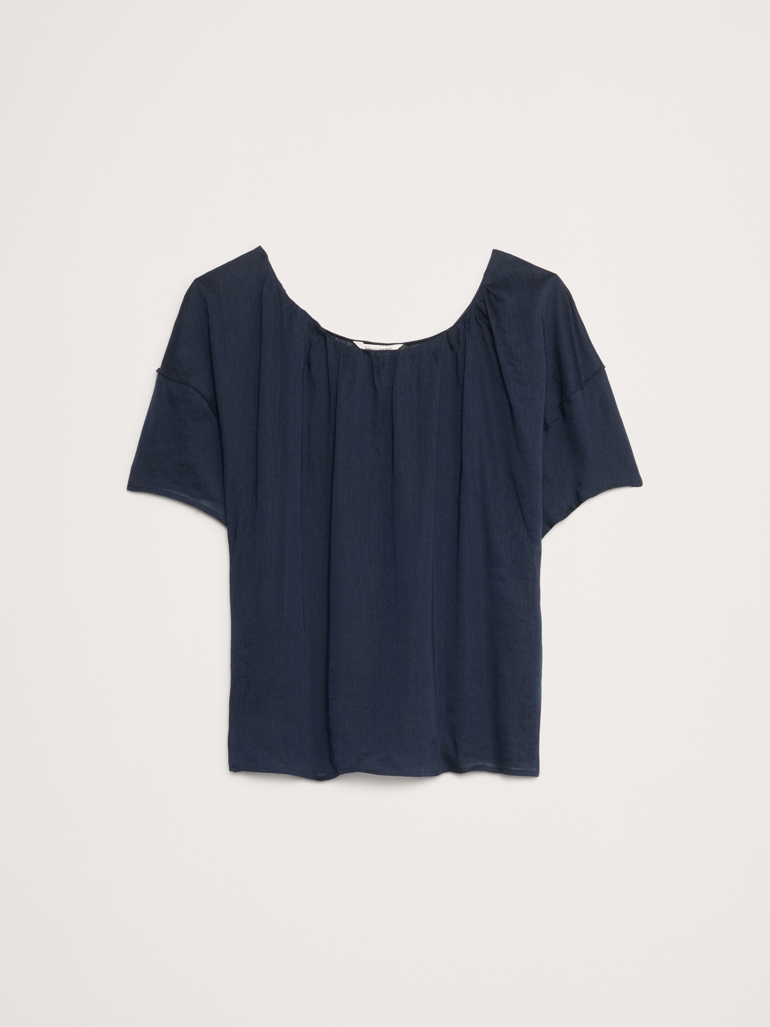 Image number 7 showing, LINEN-VISCOSE GAUZE PUFF-SLEEVE TOP