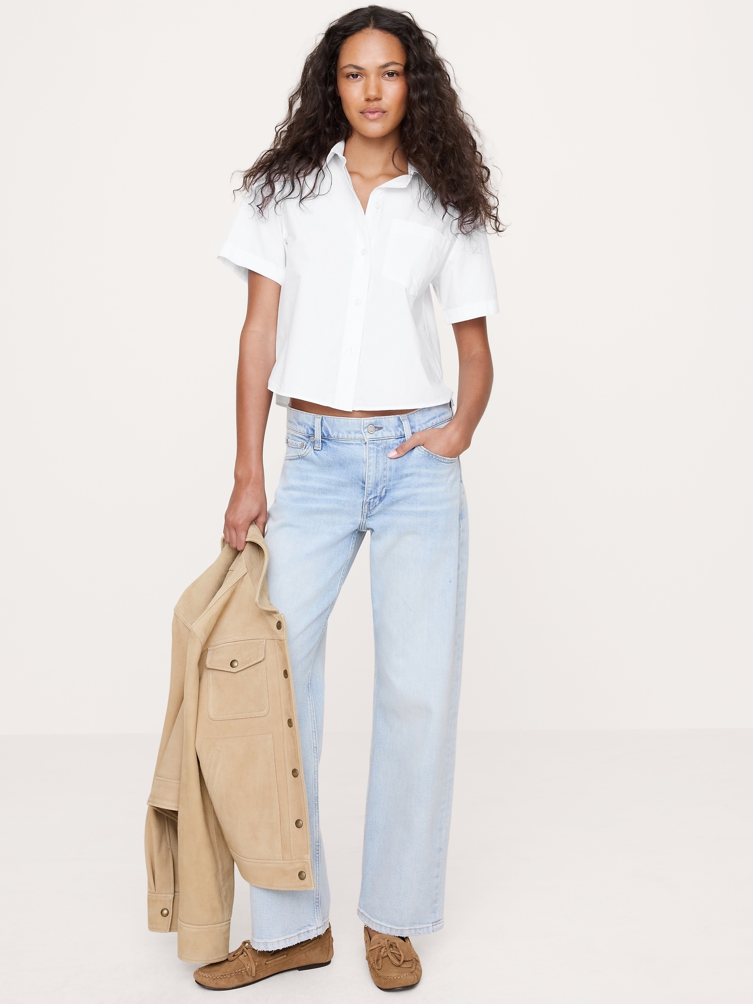 Image number 1 showing, BOXY COTTON POPLIN SHORT-SLEEVE SHIRT