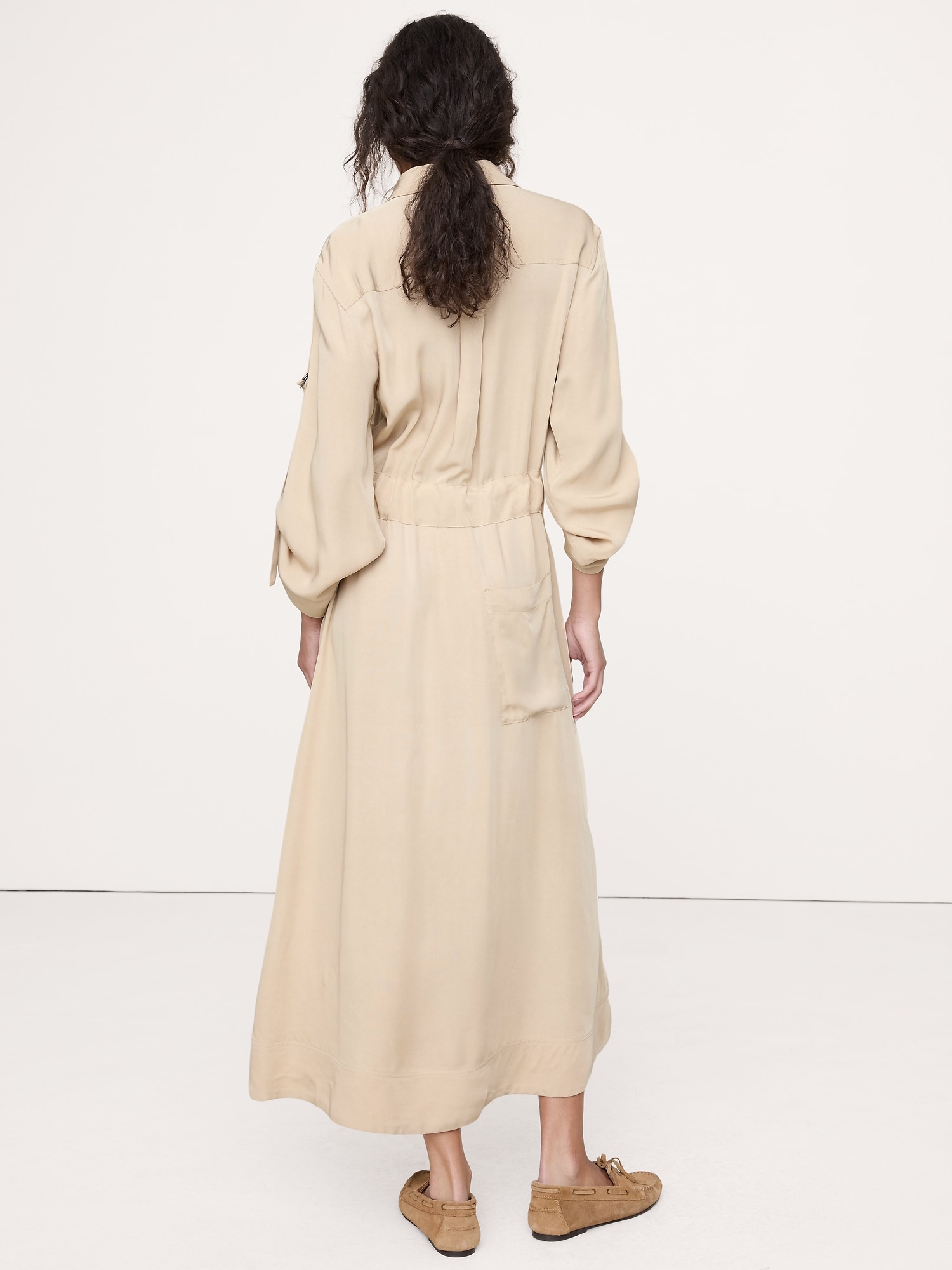 Image number 3 showing, DRAPEY UTILITY SHIRT DRESS