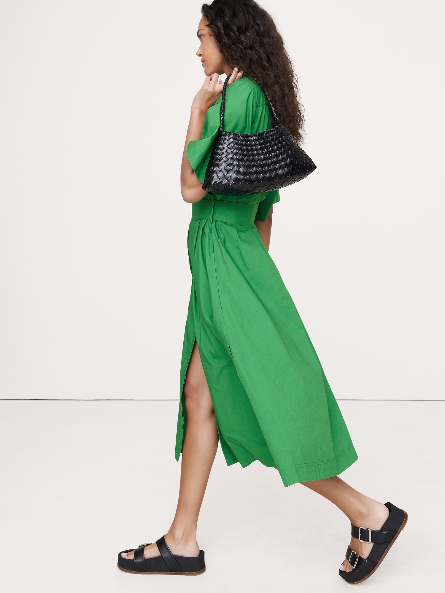Image number 6 showing, COTTON POPLIN UTILITY SHIRT DRESS
