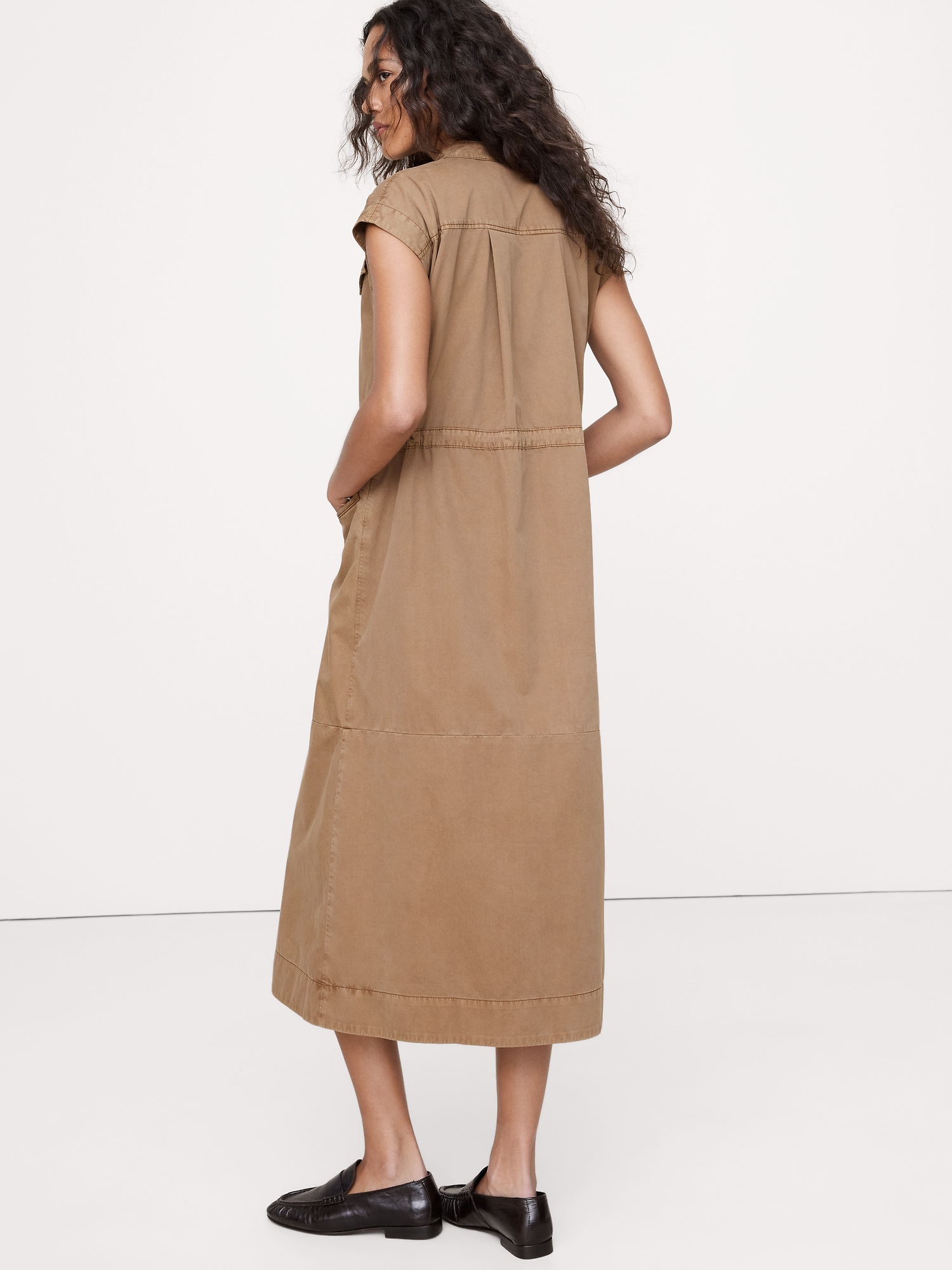 Image number 3 showing, COTTON TWILL UTILITY LONG MIDI DRESS