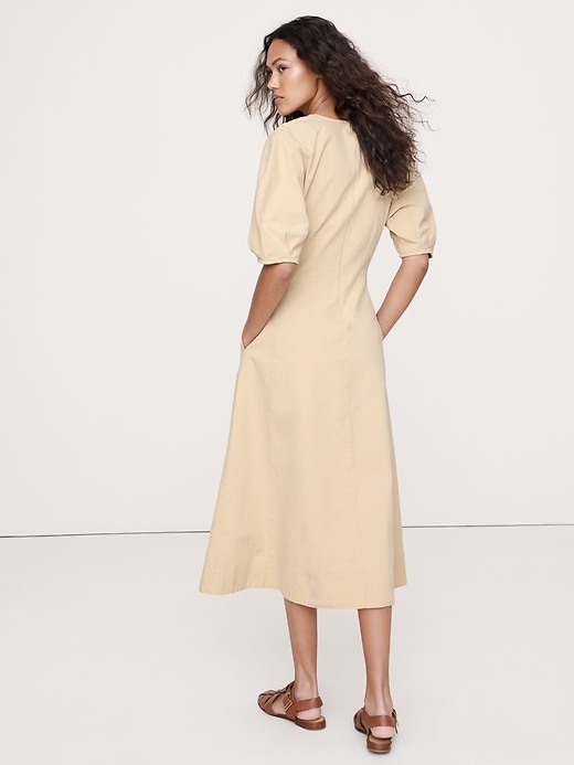 Stretch-Cotton Twill Utility Midi Dress