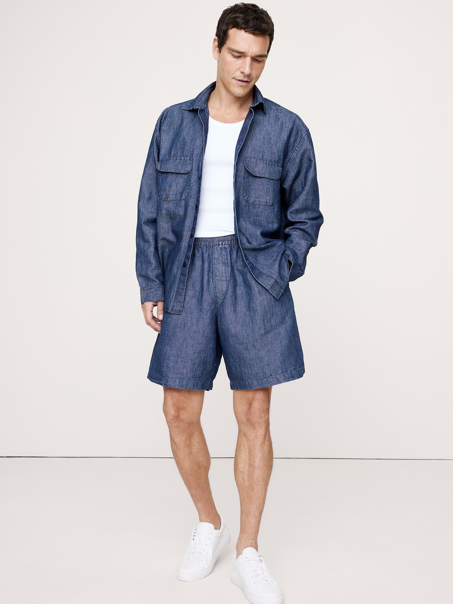 Oversized Cotton-Hemp Chambray Shirt