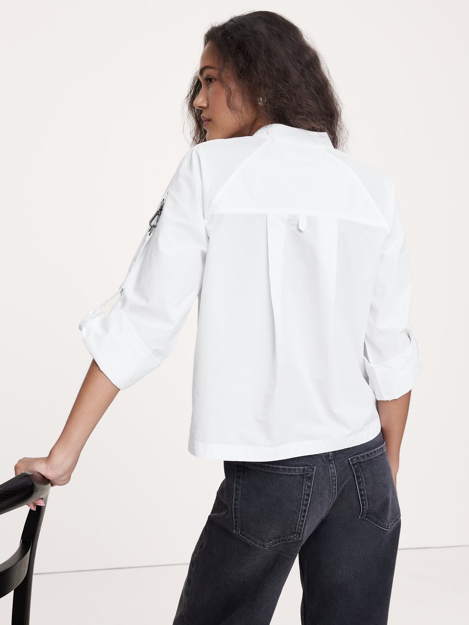 Image number 3 showing, COTTON POPLIN ZIP POPOVER TOP
